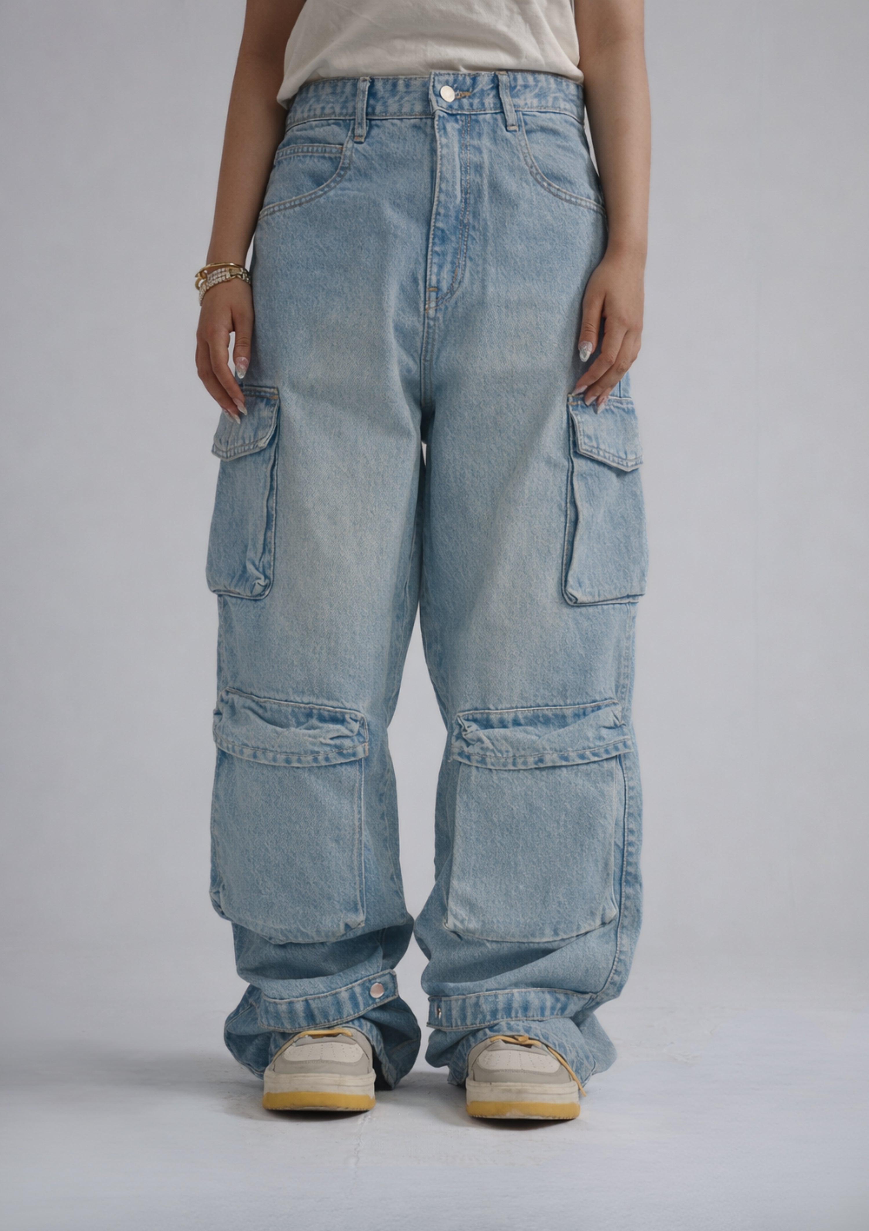Light Indigo Cargo Jeans
