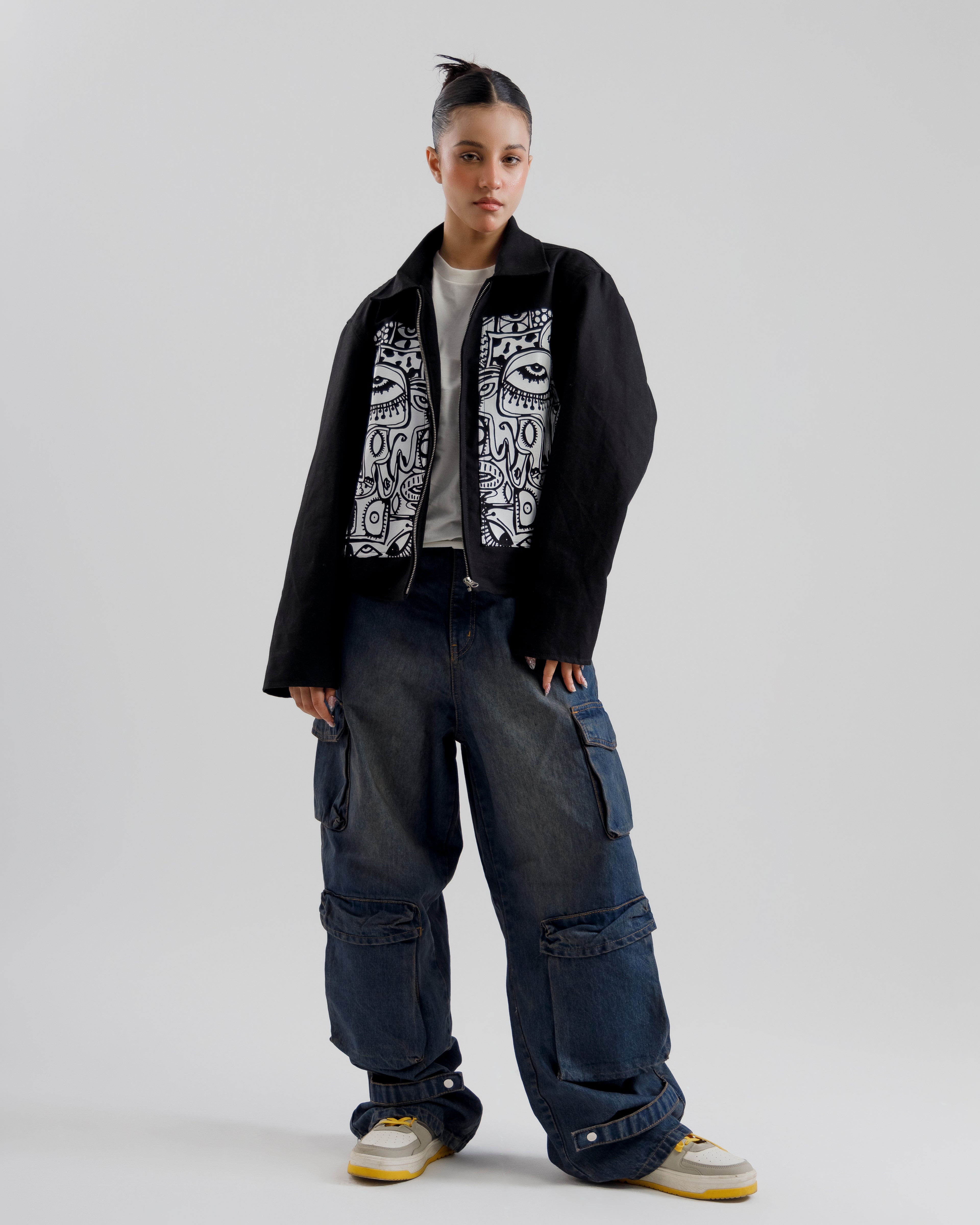 Monochrome Art Denim Jacket