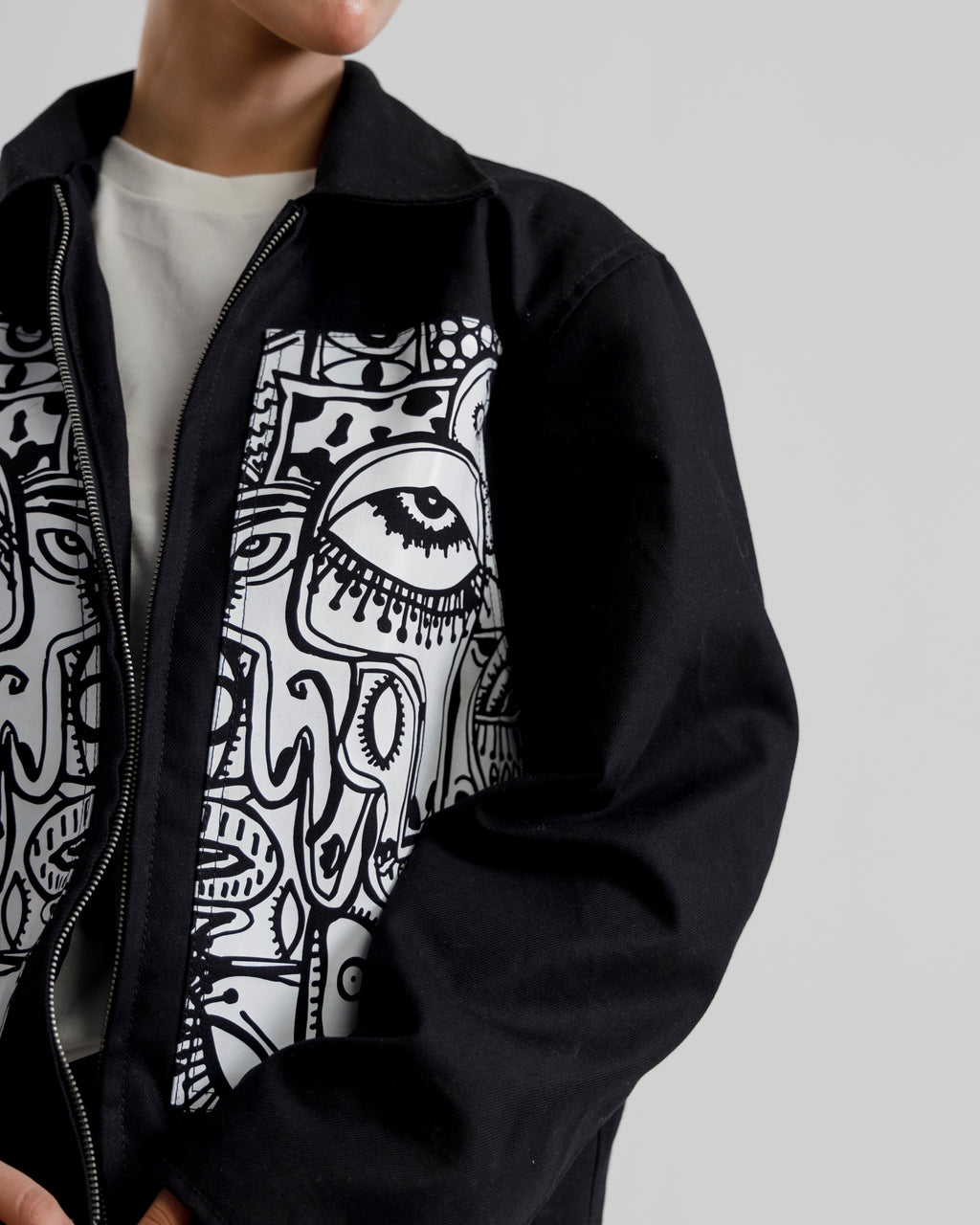 Monochrome Art Denim Jacket
