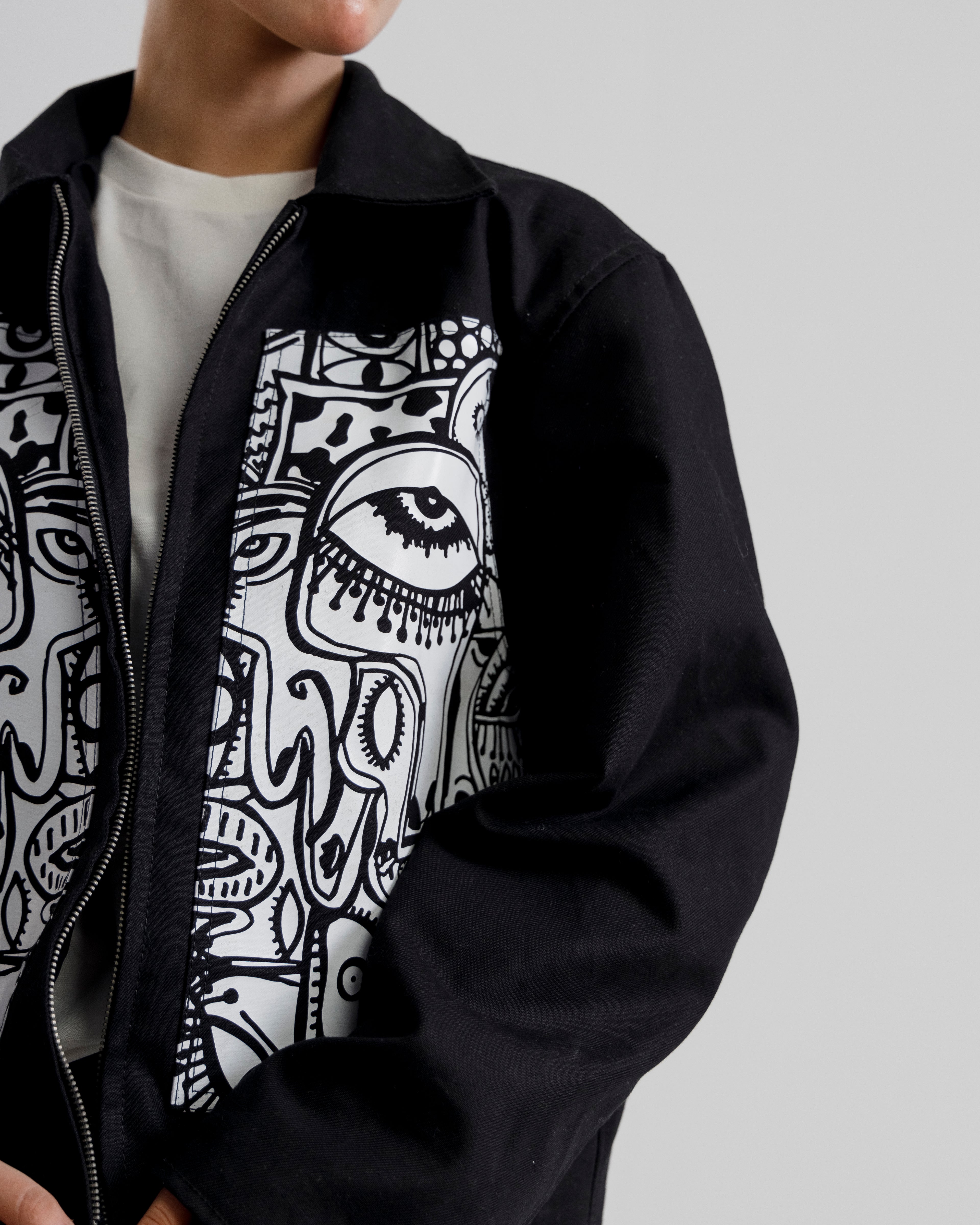 Monochrome Art Denim Jacket