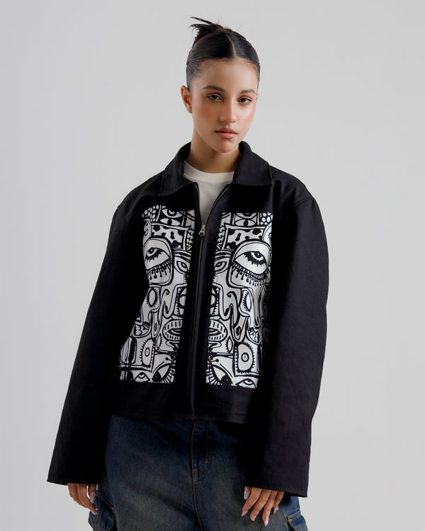 Monochrome Art Denim Jacket