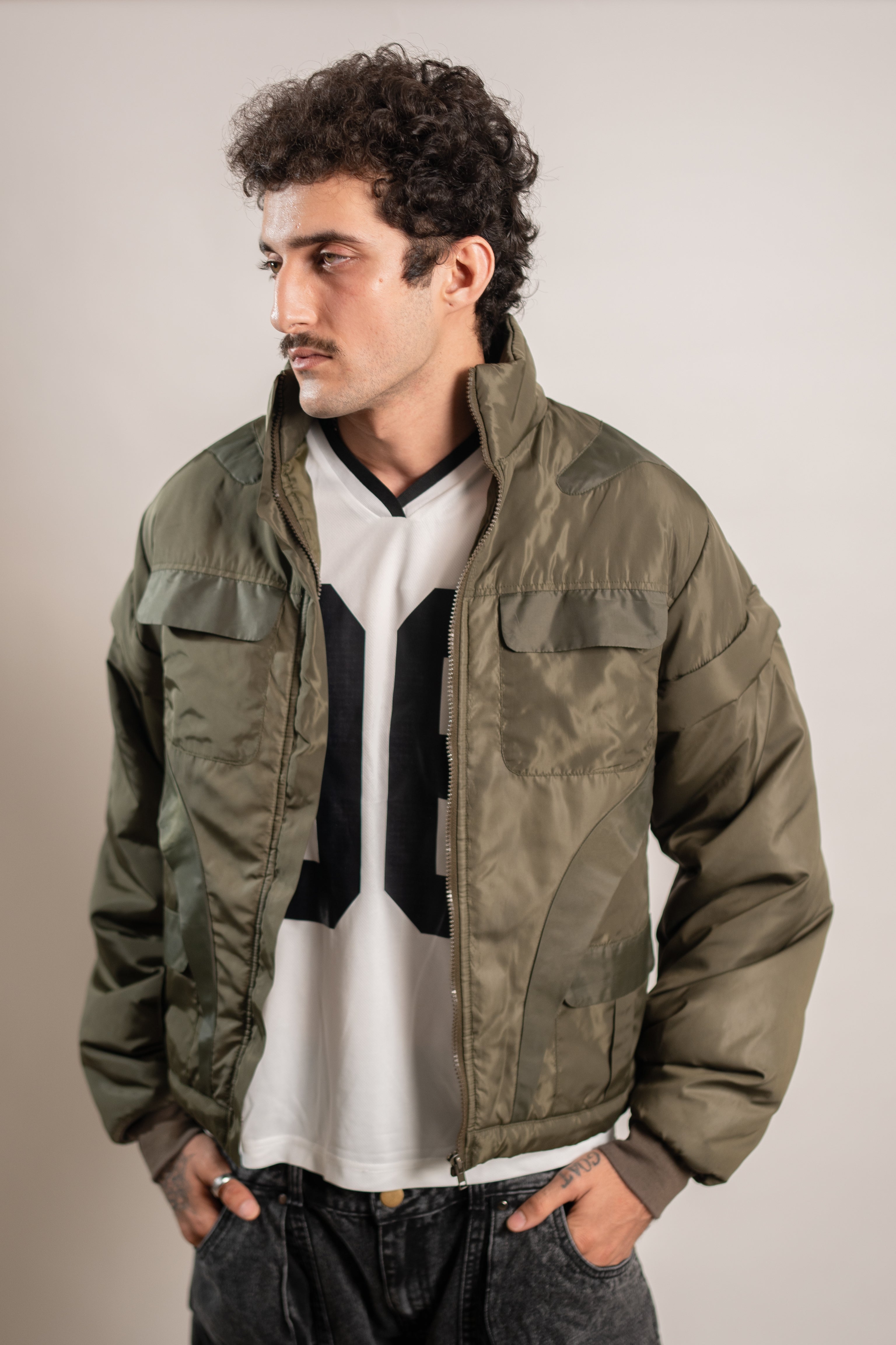 Detachable Green Puffer Jacket