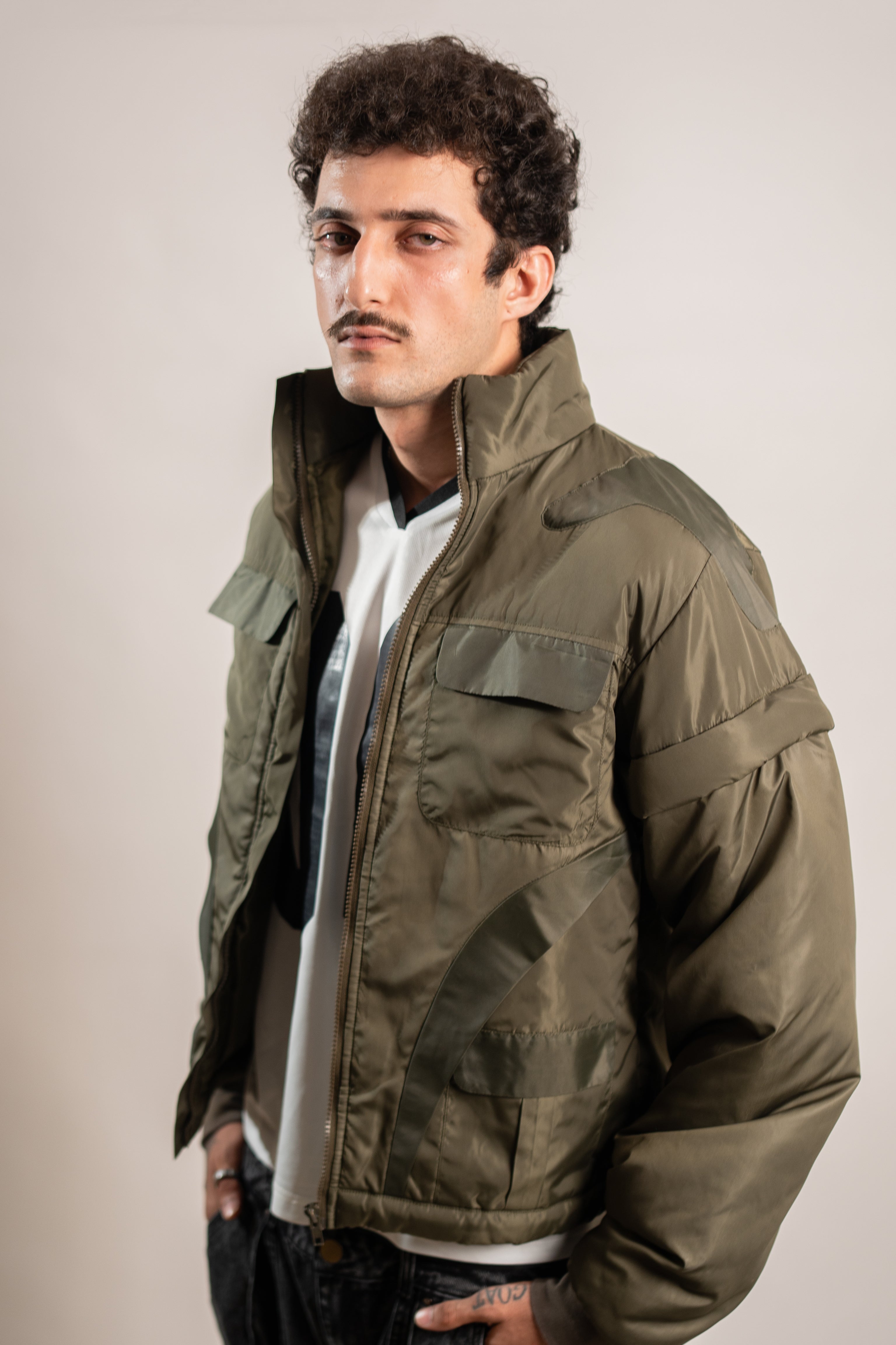 Detachable Green Puffer Jacket